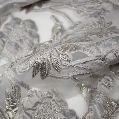 Tessuto Broccato con base in Organza e Fiori