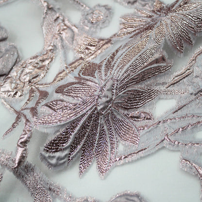 Tessuto Broccato con base in Organza e Fiori