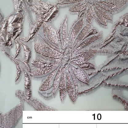 Tessuto Broccato con base in Organza e Fiori