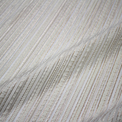 Tessuto Broccato con base in Organza e Motivo a Fasce e Linee Regolari