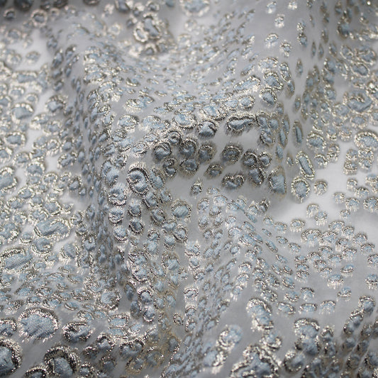 Tessuto Broccato con Effetto Pelle di Leopardo