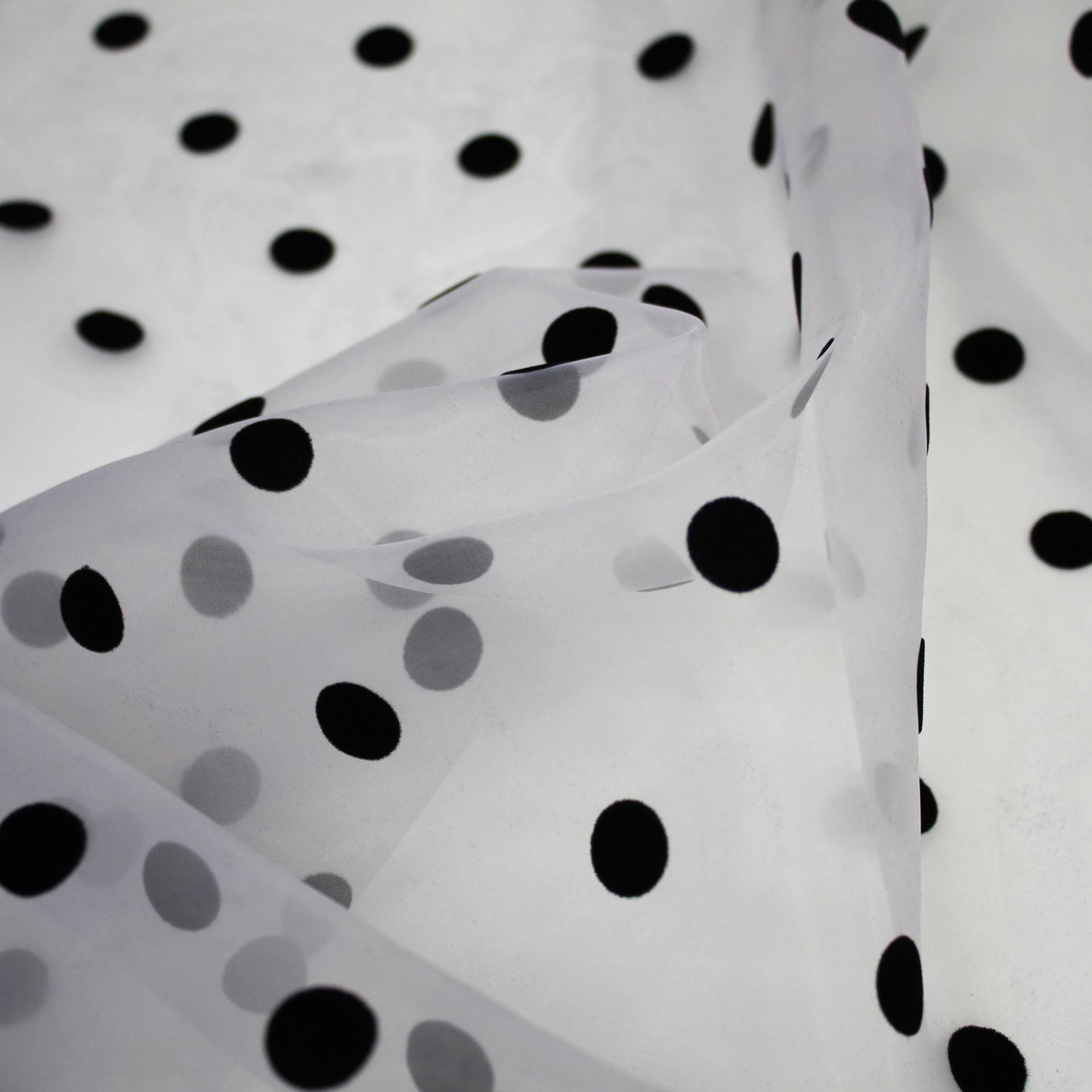 Tessuto Organza Flock Pois Grandi