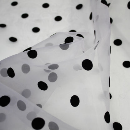 Tessuto Organza Flock Pois Grandi