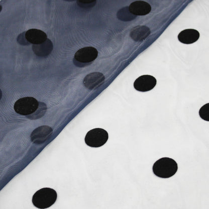 Tessuto Organza Flock Pois Grandi