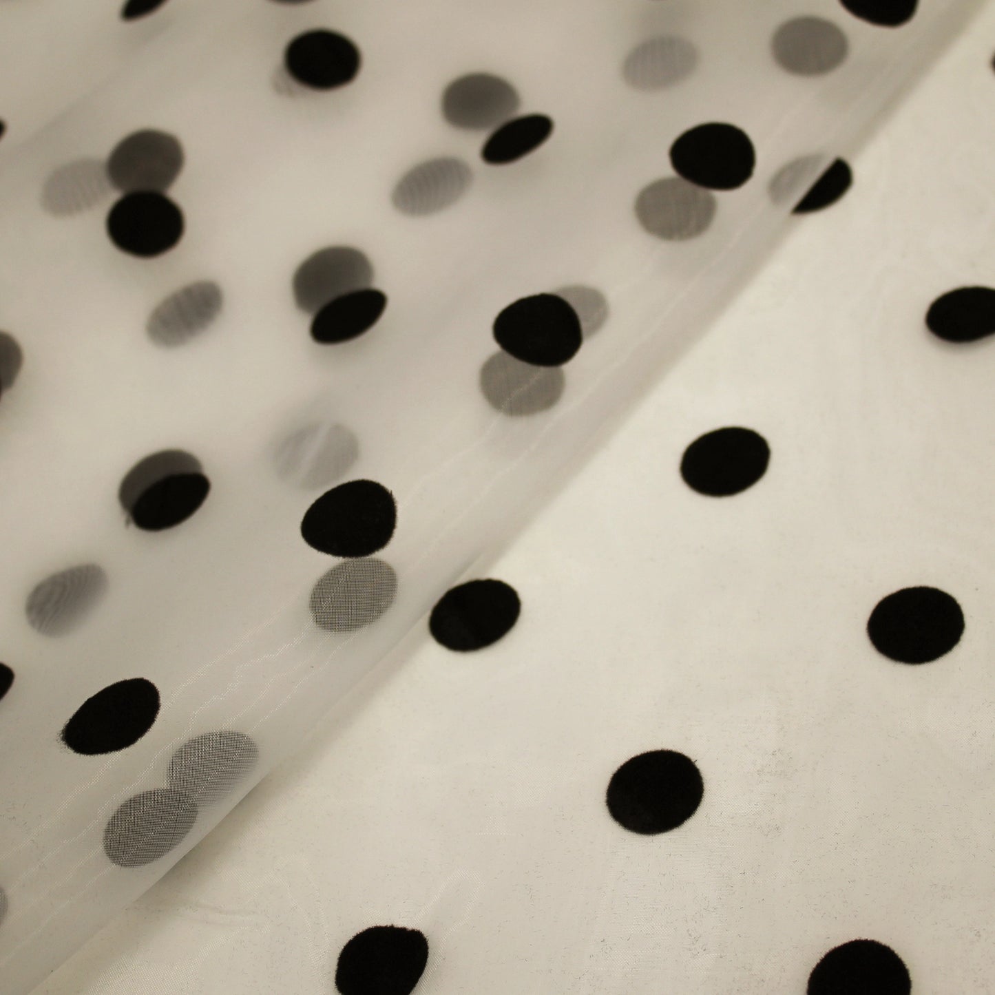 Tessuto Organza Flock Pois Grandi