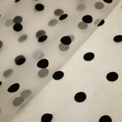 Tessuto Organza Flock Pois Grandi