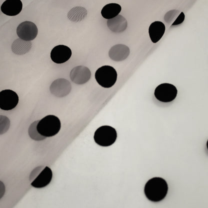 Tessuto Organza Flock Pois Grandi