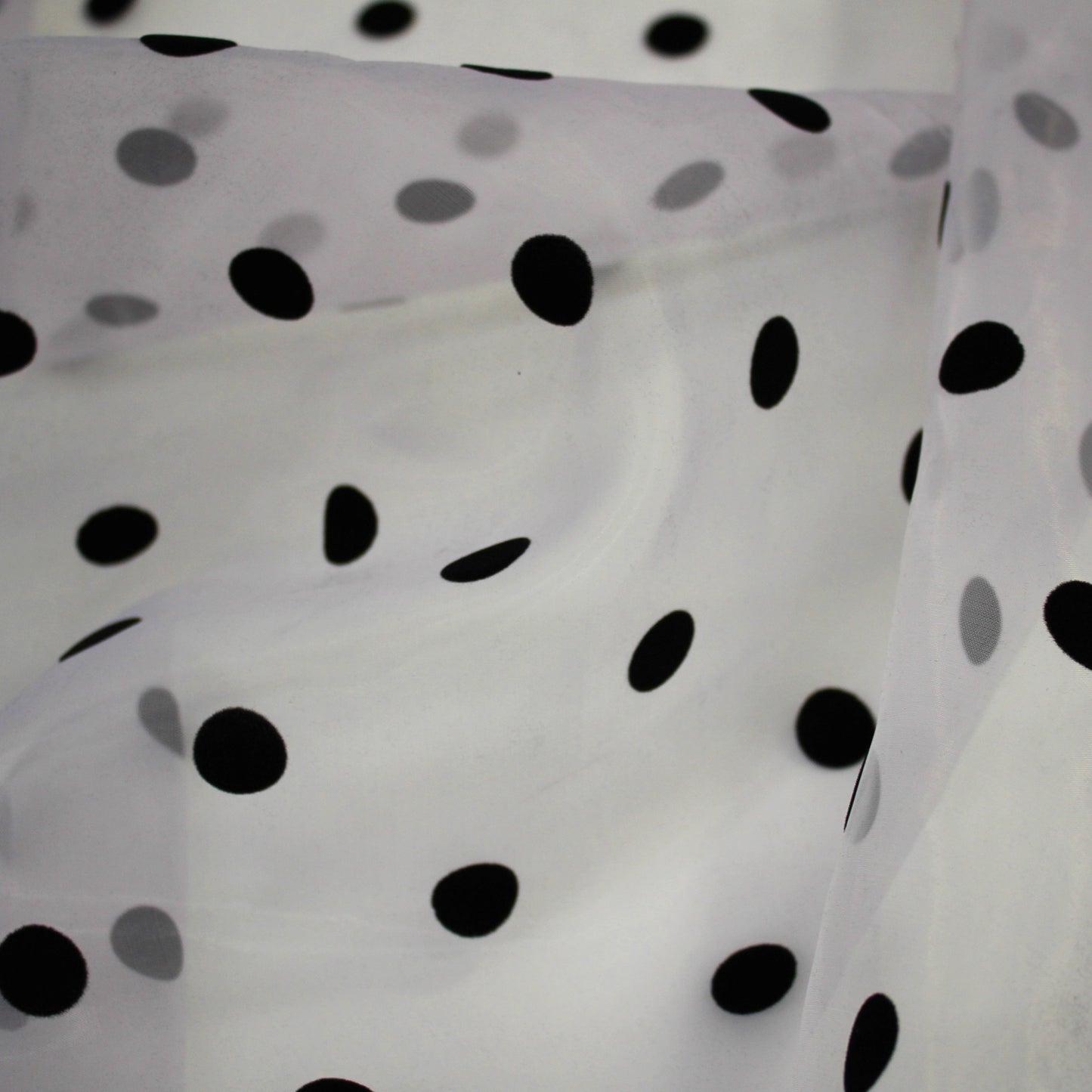 Tessuto Organza Flock Pois Grandi