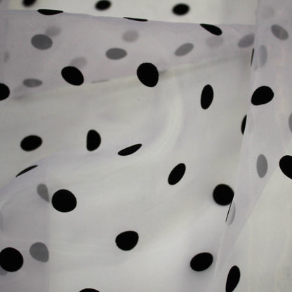 Tessuto Organza Flock Pois Grandi