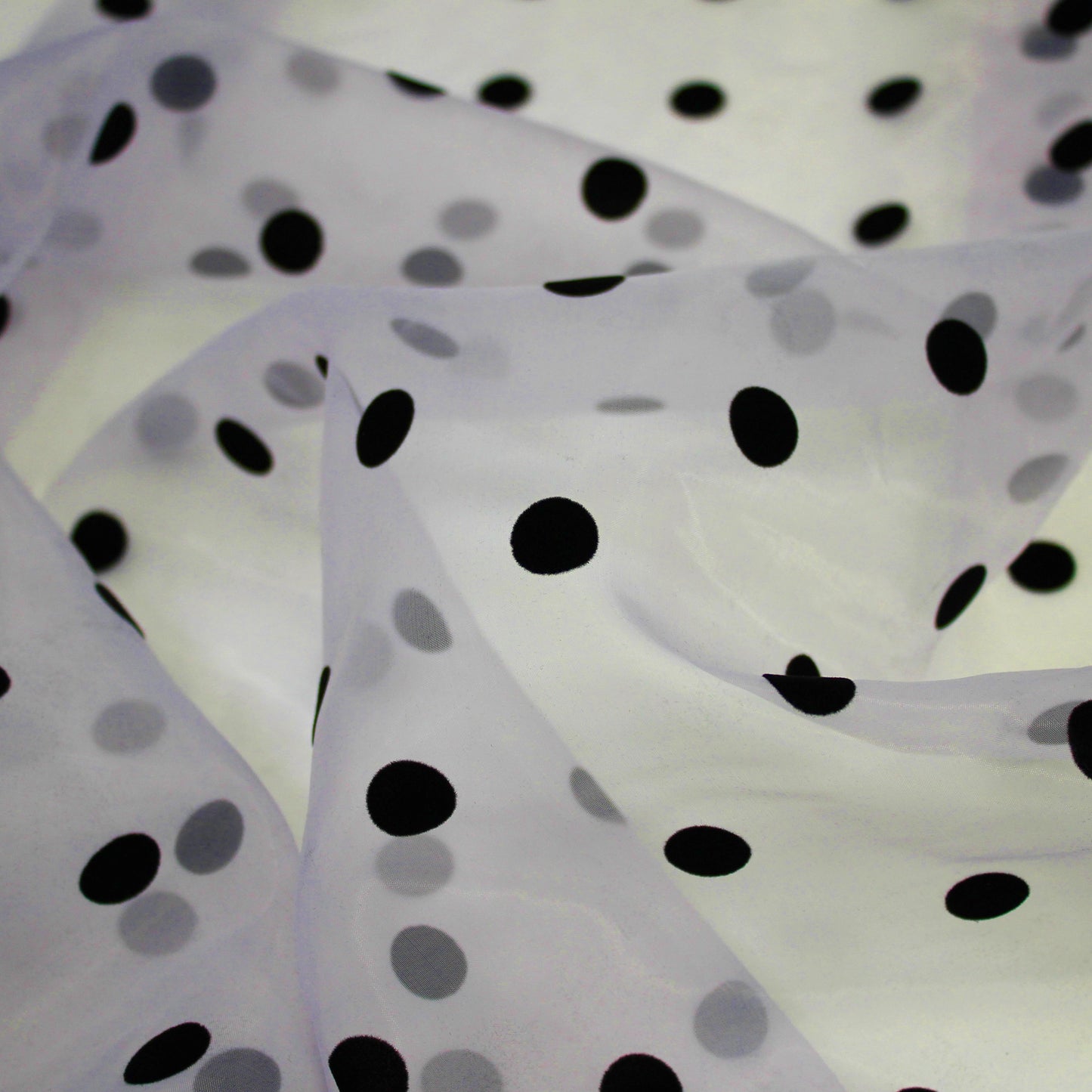Tessuto Organza Flock Pois Grandi