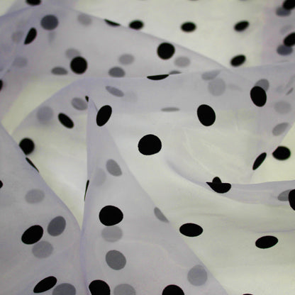Tessuto Organza Flock Pois Grandi