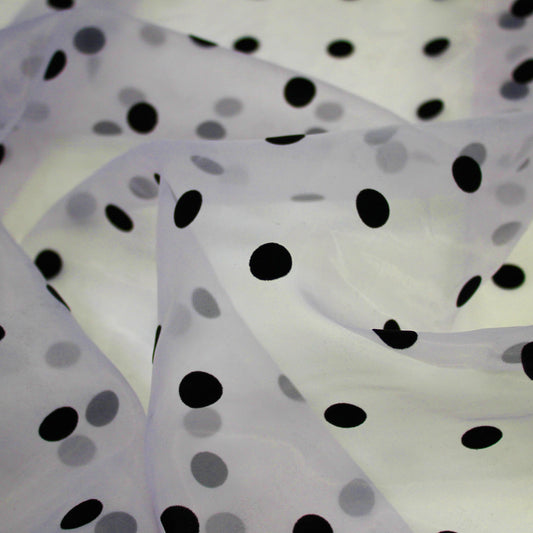Tessuto Organza Flock Pois Grandi