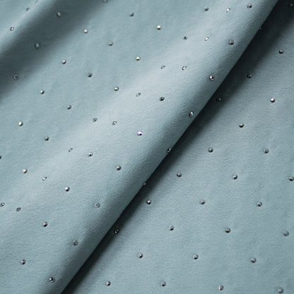 Tessuto Satin con Strass Argento Silver