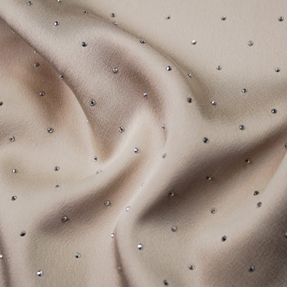Tessuto Satin con Strass Argento Silver