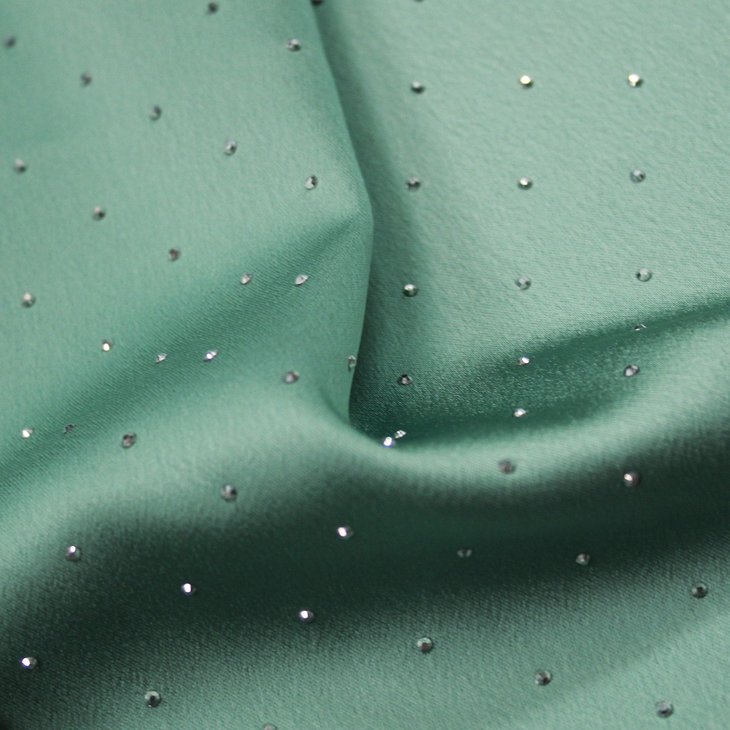 Tessuto Satin con Strass Argento Silver