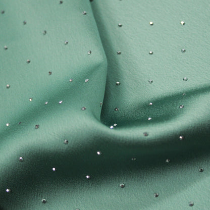 Tessuto Satin con Strass Argento Silver