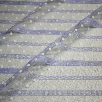 Tulle Flock Pois con Ricamo ad Effetto Nastro