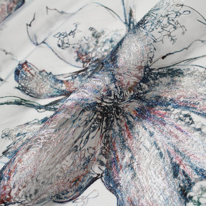Embroidered Tulle with Large Flowers