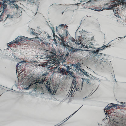 Embroidered Tulle with Large Flowers