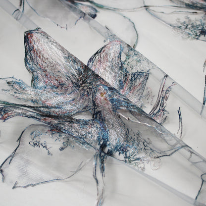 Embroidered Tulle with Large Flowers