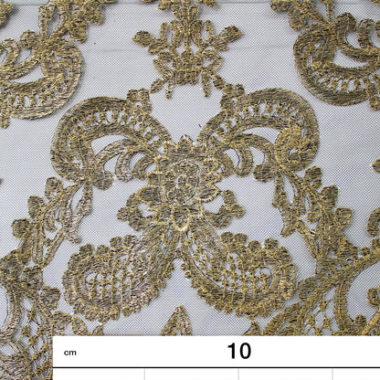 Embroidered Tulle with Lurex Arabesque Pattern
