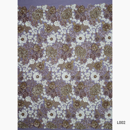 Embroidered Tulle with Thread and Paillettes, Floral Design