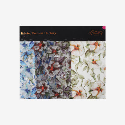 Embroidered Tulle with Printed Floral Thread