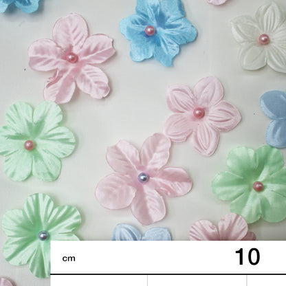 Embroidered Tulle with 3D Degradé Flowers in Multicolor Organza and Beads