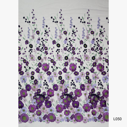 Tulle Ricamato con Fiori 3D Multiforme e Foglie