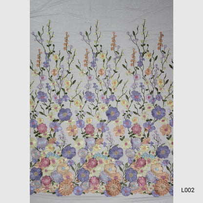 Tulle Ricamato con Fiori 3D Multiforme e Foglie