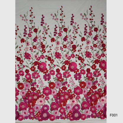 Tulle Ricamato con Fiori 3D Multiforme e Foglie