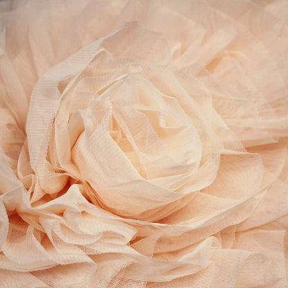Tulle Ricamato con Fiori Grandi 3D e Rouches