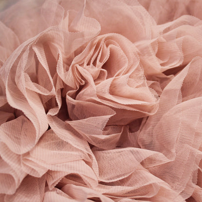 Tulle Ricamato con Fiori Grandi 3D e Rouches