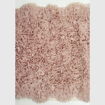Tulle Ricamato con Fiori Grandi 3D e Rouches