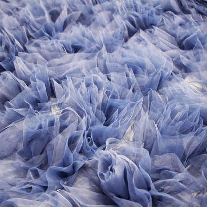 Tulle Ricamato con Fiori Grandi in Tulle 3D