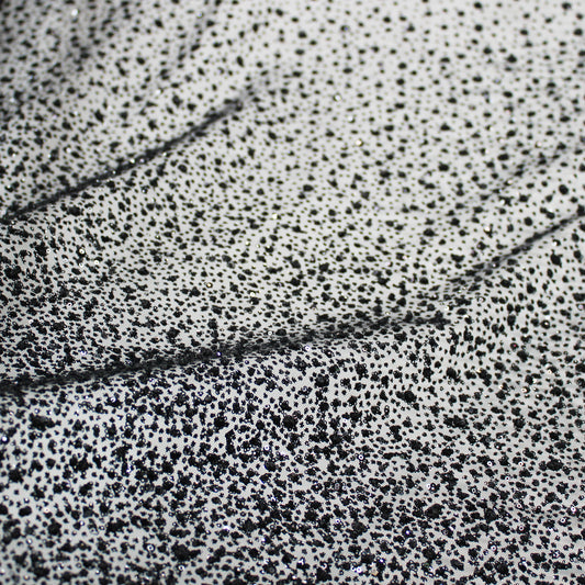 Tulle Ricamato Glitter Doppio Bordo Degradè 3D Puffy e Paillettes