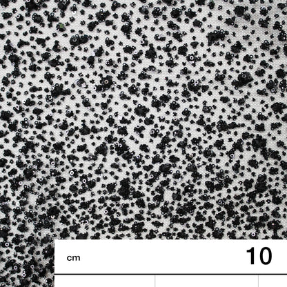Embroidered Glitter Tulle with Double Border, 3D Puffy Degradé & Sequins