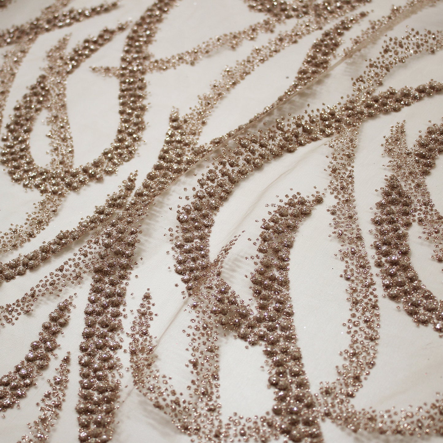 Embroidered Glitter Tulle with Wave Interlacing