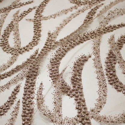 Embroidered Glitter Tulle with Wave Interlacing