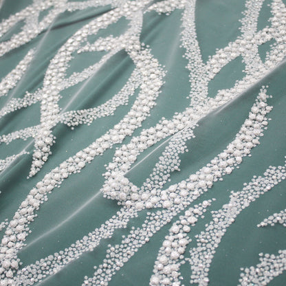 Embroidered Glitter Tulle with Wave Interlacing