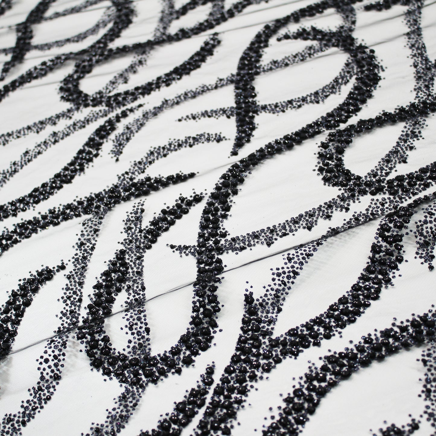 Embroidered Glitter Tulle with Wave Interlacing