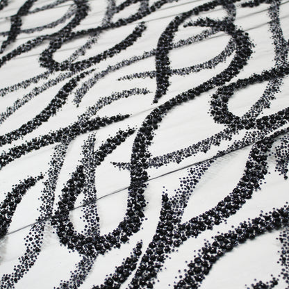 Embroidered Glitter Tulle with Wave Interlacing