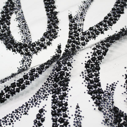 Embroidered Glitter Tulle with Wave Interlacing