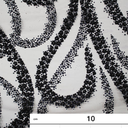 Embroidered Glitter Tulle with Wave Interlacing