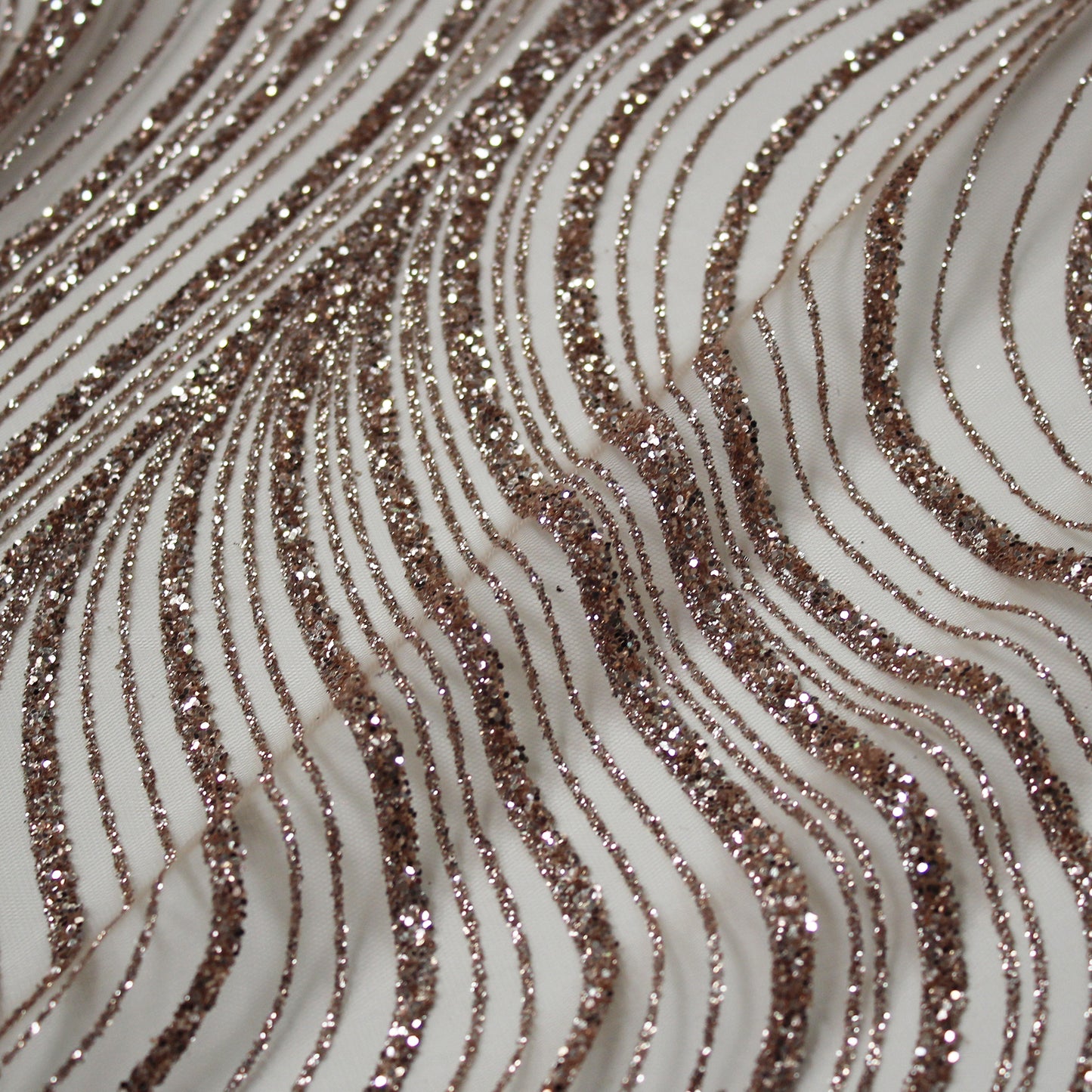 Embroidered Glitter Tulle with Irregular Waves
