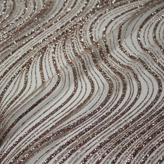 Tulle Ricamato Glitter con Onde Irregolari