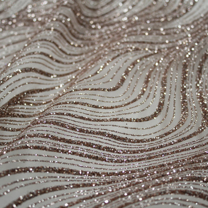 Embroidered Glitter Tulle with Irregular Waves