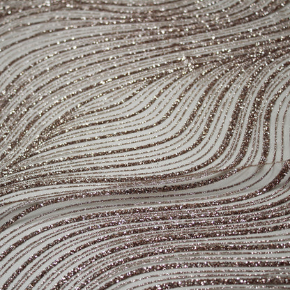 Embroidered Glitter Tulle with Irregular Waves