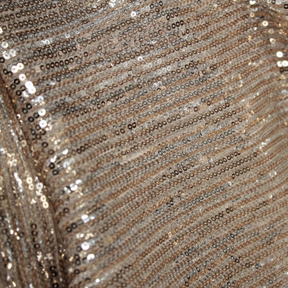 Tulle Ricamato con Paillettes a Campo Pieno in Fasce Verticali