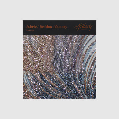 Embroidered Tulle with Paillettes and Corals, Copper Effect, Mermaid Tail